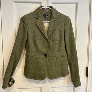 JCrew Tweed Women's Olive Green Blazer size 0